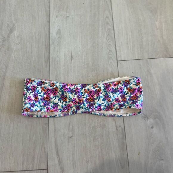Frankie's Bikinis Floral Cinched Strapless Bandeau Bikini Top size L - Picture 3 of 8